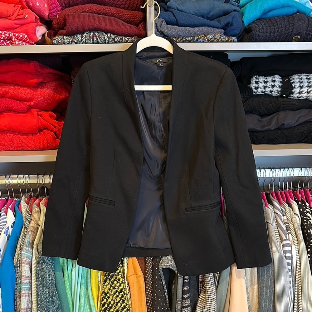 J Crew black 2 pocket open front blazer size 2